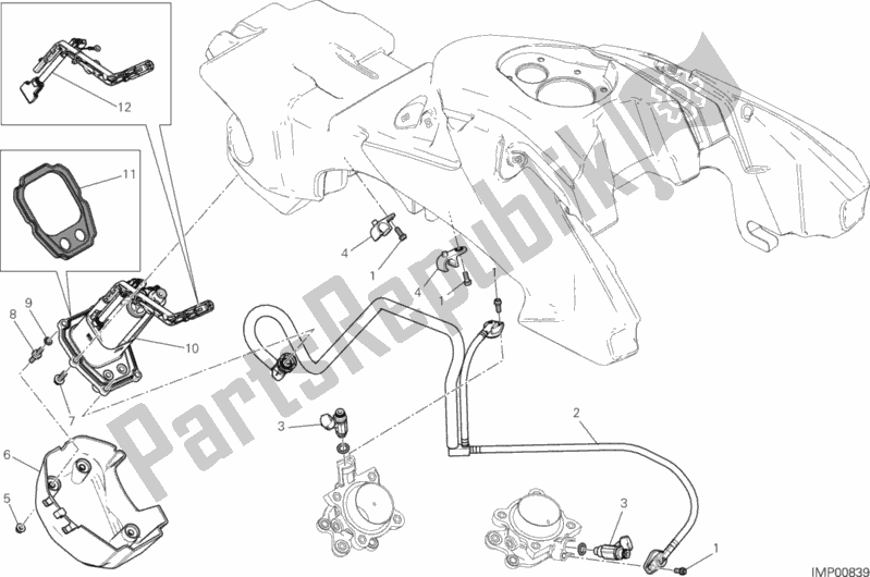 All parts for the Fuel System of the Ducati Hypermotard Hyperstrada Thailand 821 2015